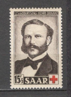 Saarland.1953 Crucea Rosie-125 ani nastere H.Dunant PREMIUL NOBEL SS.527 foto