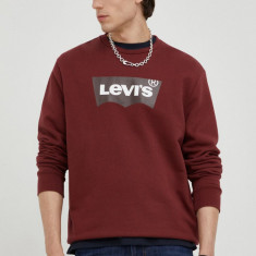 Levi's hanorac de bumbac barbati, culoarea bordo, cu imprimeu