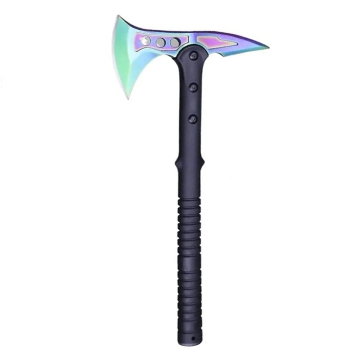 Topor SOG Foxter, otel inoxidabil, maner anti-alunecare, 41 cm, husa lama, curcubeu