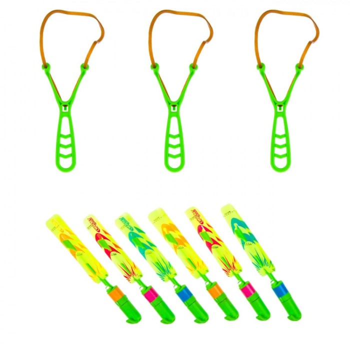 Set Jucării Lansatoare, Multicolor, 9 Bucăți, Lumini LED, Baterii Incluse