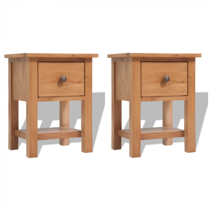 vidaXL Noptiere, 2 buc., 36x30x47cm, lemn masiv de stejar 3053416