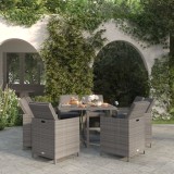 VidaXL Set mobilier grădină cu perne, 9 piese, gri, poliratan