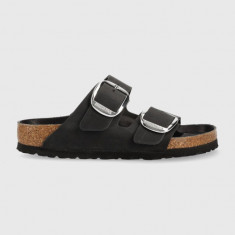 Birkenstock slapi de piele ARIZONA BIG BUCKLE femei, culoarea negru, 1011074