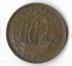 Moneda half penny 1937 - Marea Britanie foto