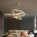 Lustra LED cu telecomanda ELIZABETH, 84W, lumina Rece/Calda/Neutra, Dimabila, Auriu Lucios, Inaltime Reglabila