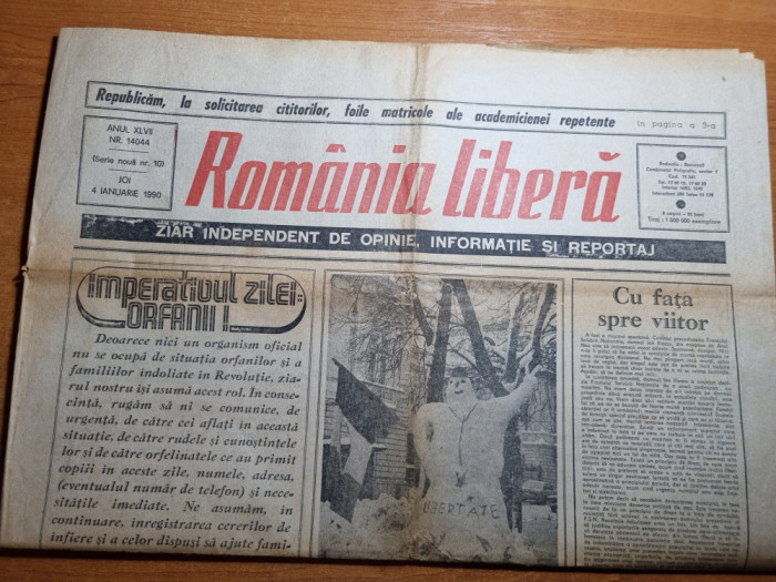 romania libera 4 ianuarie 1990-articole si fotografii revolutia romana