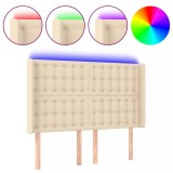 Cumpara ieftin Tablie de pat cu LED, crem, 147x16x118/128 cm, textil