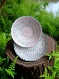 Set veselă ceramică pastel cu model geometric floral