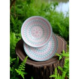 Set veselă ceramică pastel cu model geometric floral