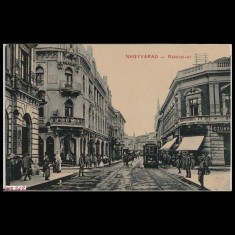 Carte poștală veche Oradea &ndash; R&aacute;k&oacute;czi &Uacute;t (Strada R&aacute;k&oacute;czi, Pietonala de azi) &ndash; 1912
