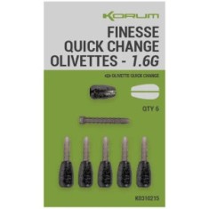 Plumbi cu Schimbare Rapida Korum Finesse Quick Change Olivettes, 2g, 6buc/pac foto