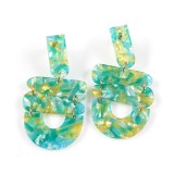 Cercei lungi verzi cu forme geometrice