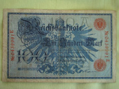 100 Mark / Marci 1908 GERMANIA - Stampila Rosie sau Verde foto