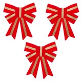 Set Fundite Decorative Craciun, Model Catifelat, Culoare Rosu cu Dunga Aurie, 14cm, 3 Bucati, Oem