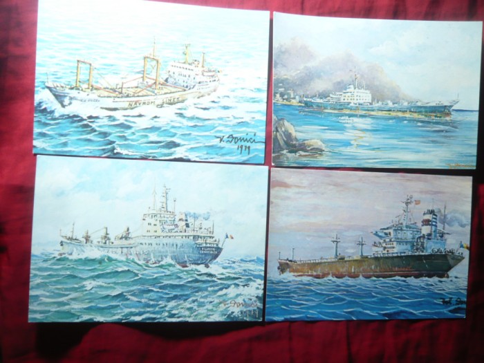 Set 4 Ilustrate ed. Navrom - Nave romanesti in picturile lui V.Donici