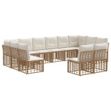 vidaXL Set de canapele de exterior 6 pcs Alb Natural și Crem Poliester 3437578