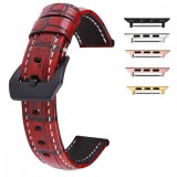 Curea din piele naturala, compatibila Apple Watch 9|8|7|6|5|4|3|2|1 Series, 49mm|45mm|44mm|42mm, Red Brown