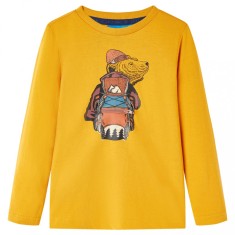 Tricou pentru copii cu m&acirc;neci lungi, ocru, 140