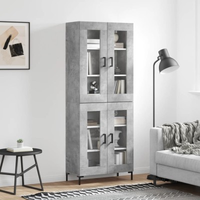 vidaXL Dulap &amp;icirc;nalt, gri beton, 69,5x34x180, lemn compozit foto