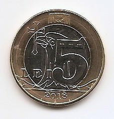 Moldova 5 Lei 2018 - Bi-Metalic , 24.4 mm, KM-Neu UNC !!! foto