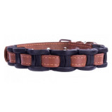 Zgardă pentru c&acirc;ini din piele, 40 - 50cm, 25mm, maro - negru, COLLAR