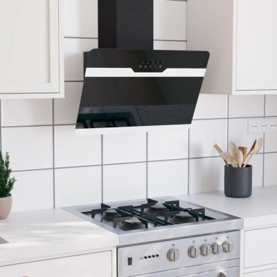 vidaXL Hotă de perete, negru, 60 cm, oțel și sticlă securizată 51667 foto