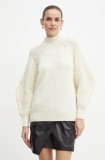 Luisa Spagnoli pulover de l&acirc;nă COMITATO femei, culoarea bej, călduros, cu turtleneck, 58409