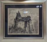 Gravura &quot;Castelul Bran&quot; - Vasile Diviza