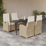 VidaXL Set mobilier de grădină cu perne, 5 piese, bej, poliratan