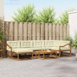 vidaXL Set de canapele de exterior cu pernă 7 pcs Natural și Crem 3367873