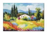 Cumpara ieftin Tablou peisaj pictat manual, La casa din padure, 70x50cm ulei pe panza, gata de agatat pe perete