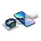 Statie de Incarcare Wireless Magnetica Pliabila 3 in 1, Telefon, Smartwatch si Casti, compatibil iOS si Android