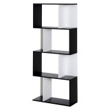 HOMCOM Bibliotecă Rafturi Mobilier Depozitare Design Contemporan &icirc;n S 4 rafturi 60L x 24l x 148H cm Negru Alb | Aosom Romania
