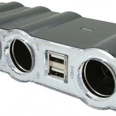 Spliter bricheta X4, cu incarcator USB X 2, 5V, 500mA, WF-4008 - 116442