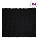Patura din Blana sintetica de Iepure 4 pcs Negru 240 x 270 cm