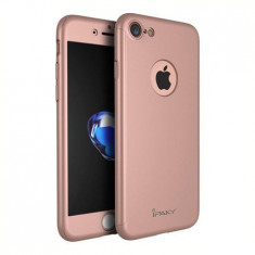 Husa Ipaky Originala iPhone 7 Full Cover 360 + folie sticla, Rose Gold foto