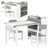 AIYAPLAY Mobilier pentru Copii 3-8 Ani cu 2 Scaune și Masă Gri și Alb | Aosom Romania