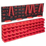VidaXL Set cutii depozitare 136 piese cu panouri de perete, roșu&amp;negru