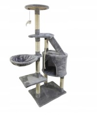 Grey Scratching post 125 cm cu 5 nivele ?i scara foto