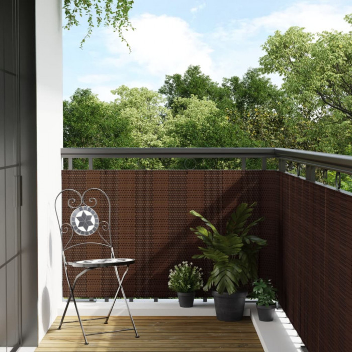Paravan pentru balcon, maro si negru, 600x80 cm, poliratan GartenMobel Dekor