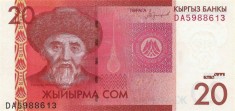 KYRGYZSTAN █ bancnota █ 20 Som █ 2016 █ P-24b █ UNC █ necirculata