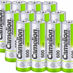 Set 12 acumulatori AA 600 mAh 1,2V Ni-Mh ready to use - Camelion