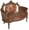 Sofa Madame Pompadour din lemn masiv cu tapiterie maro CAT708, Paturi si seturi dormitor, Baroc