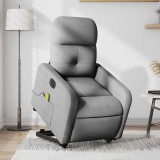 vidaXL Fotoliu electric masaj rabatabil cu ridicare, gri &icirc;nchis textil