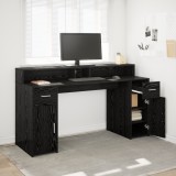 VidaXL birou din stejar negru 160x55x91 cm lemn prelucrat