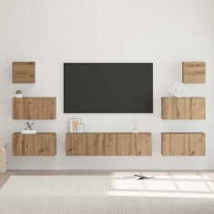vidaXL Set comodă TV Pe perete Altele 8 pcs stejar artizanal 60 x 30 x 30 cm