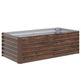 Outsunny Pat pentru Grădină Ridicat cu Fund Deschis și Bare de Suport, Ghiveci din Oțel Zincat pentru Flori și Legume, pentru Balcon sau Grădină, 180x