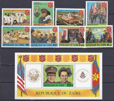 DB1 Zair 1980 Centenar Armata Salvarii USA 8 v. + SS MNH foto