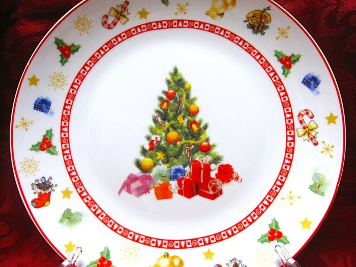 FARFURIE FRUCTIERA PLATOU PORTELAN LEINER DECOR DE IARNA CU BRAD DE CRACIUN 26.5 CM