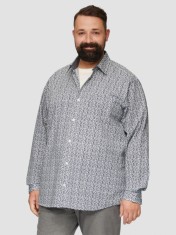 Camasa barbati big sizes, cu maneca lunga si imprimeu floral, Slim Fit, Alb